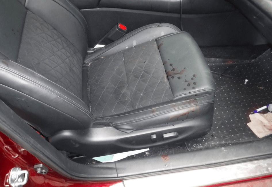 Car seat sanitized during an auto cleaning biohazard service in McKinney