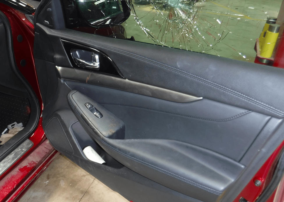 Vehicle door interior prepared for auto cleaning service in Plano