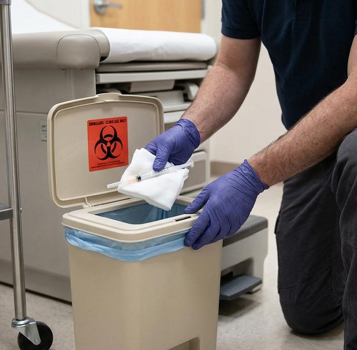 Safe medical waste pickup and sharps disposal for a Plano healthcare facility