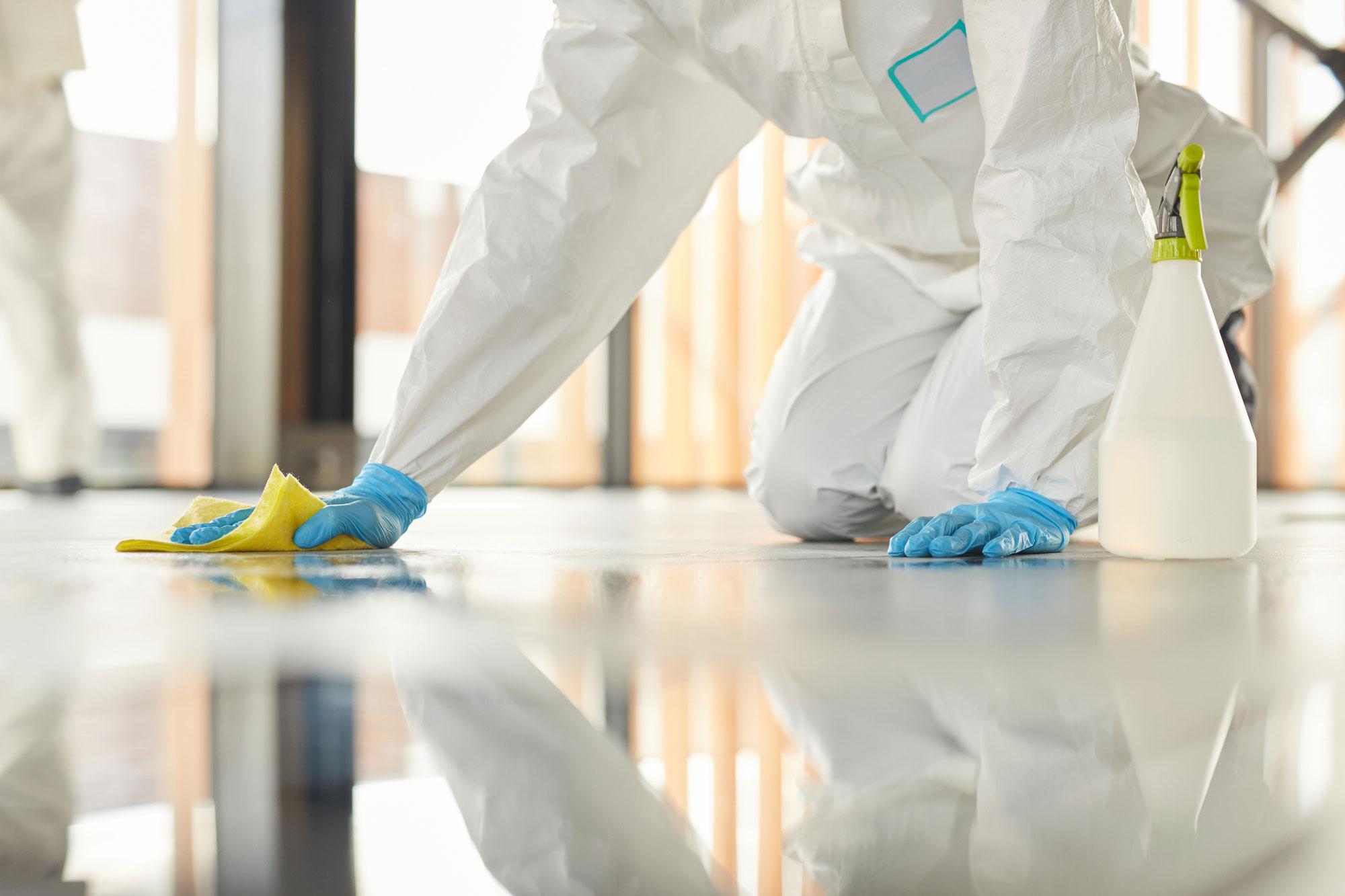 Technician beginning a death cleanup job in a Fort Worth home